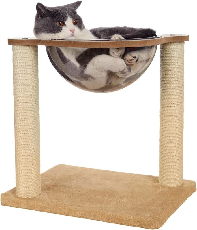 Modern Cat Tree With Hammock Natural Sisal Rope For Indoor Cats And Kittens Wood Cat Furniture