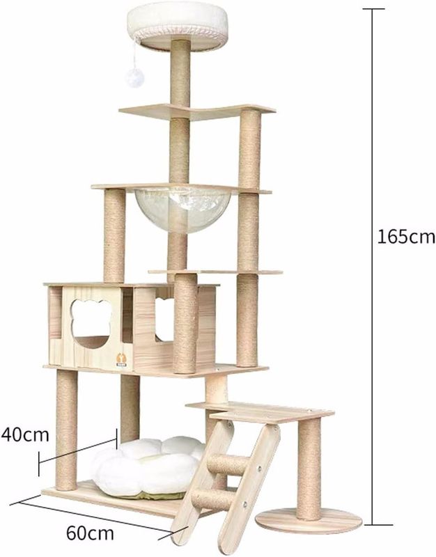Customized Size Wood Cat Tower with Multi-Level Climbing Frame Scratcher Components