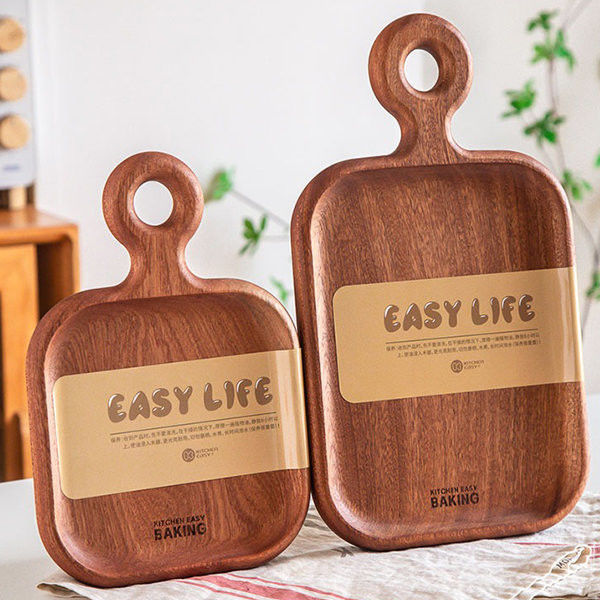 Wooden Bread Pizza Tray Set of 2 Custom Size and Laser Engrave Printing for Kitchen