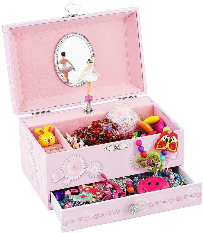 Gift Package Custom Princess MDF Pink Ballerina Theme Musical Jewelry Box for Girls