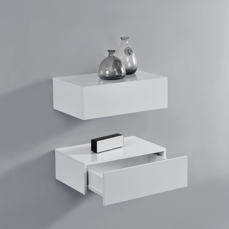 Convenient Hallway Storage Solid Wood Wall Floating Shelf with Drawer 46 x 30 x 15 cm