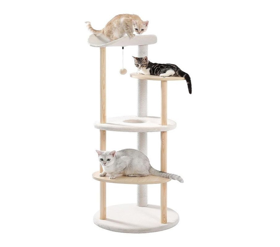 Customized Size 51 Inches 5-Level Cat Tree Cat Tower Activity Center With Scratching Posts Beige