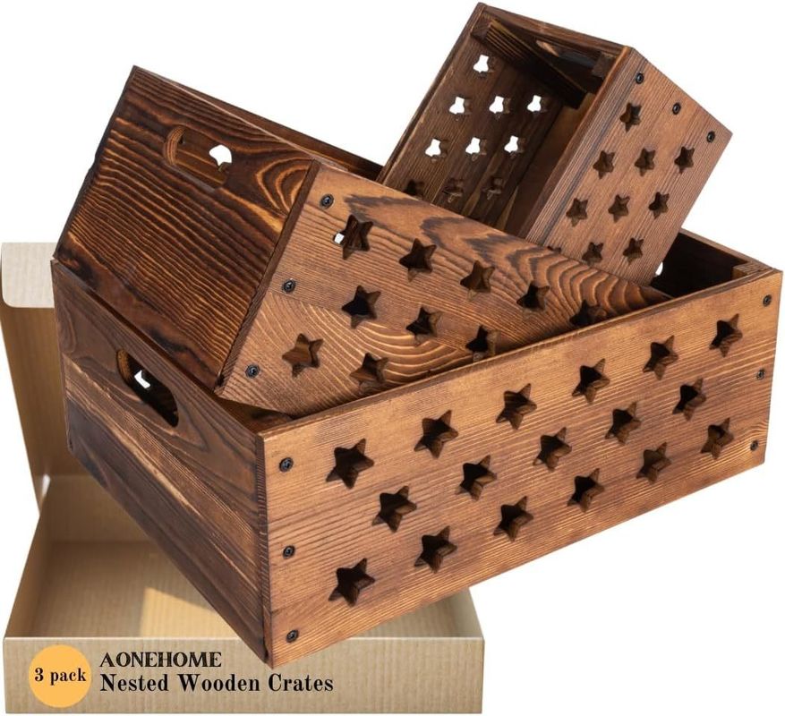 Wooden Crate for Book Storage Customized Logo Acceptable Decorative Nesting Wooden Crates