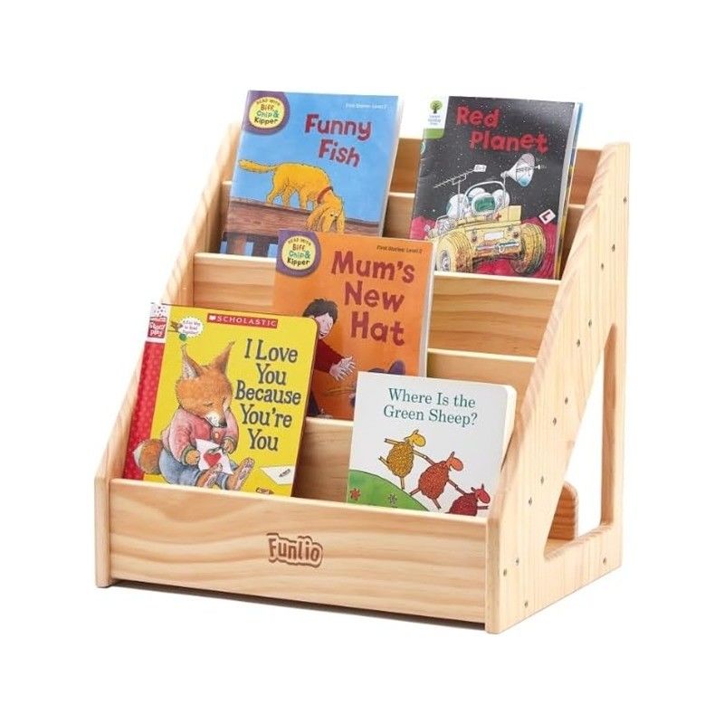 Living Room Front-Facing Kids Bookshelf for Toddlers 1-5 Years Handle and Custom Size