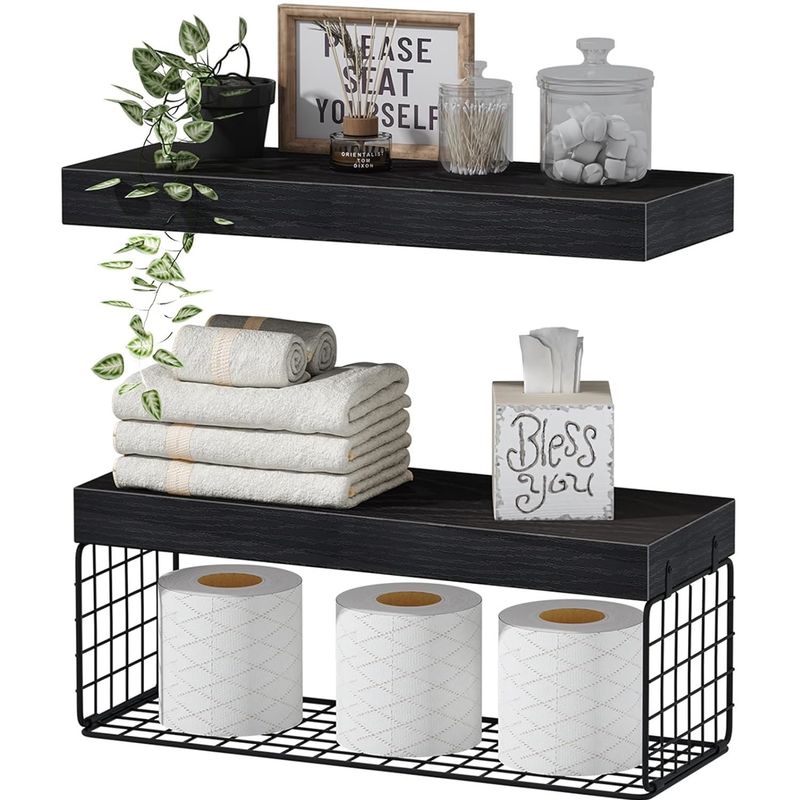 Basins Wood Bathroom Shelves Over Toilet Wall Mounted Floating Shelves Farmhouse Shelf Toilet Paper Storage