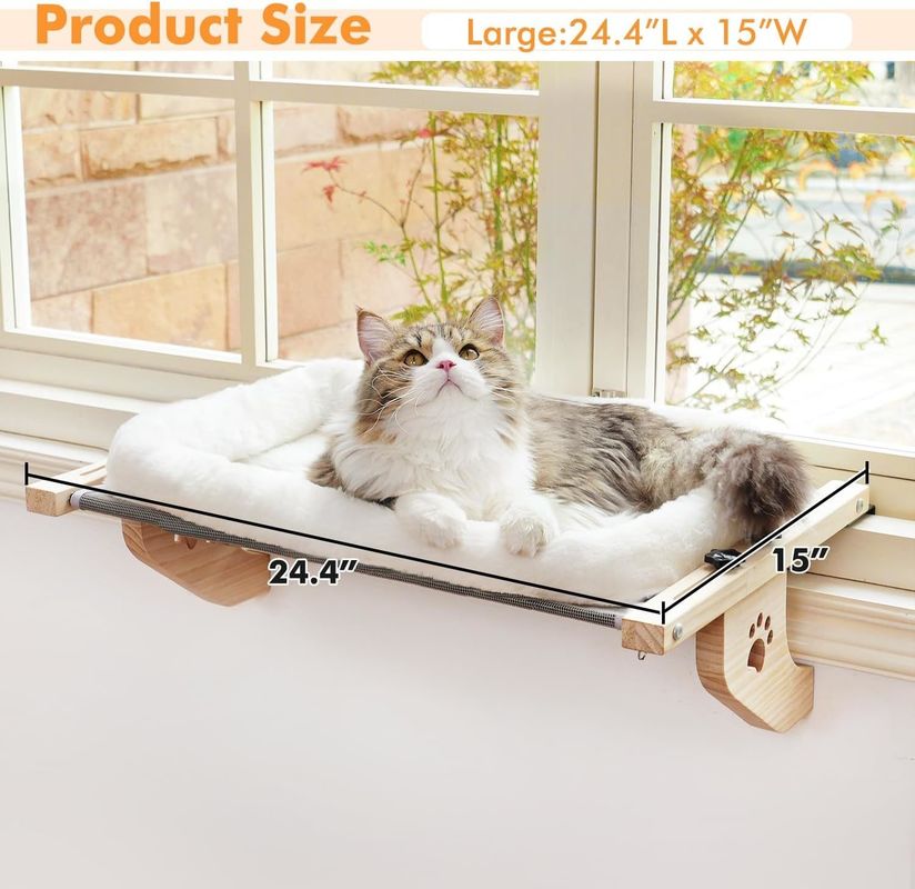 Customized Size Easy To Adjust Window Sill Wood Cat Bed Window Hammock for Living Room