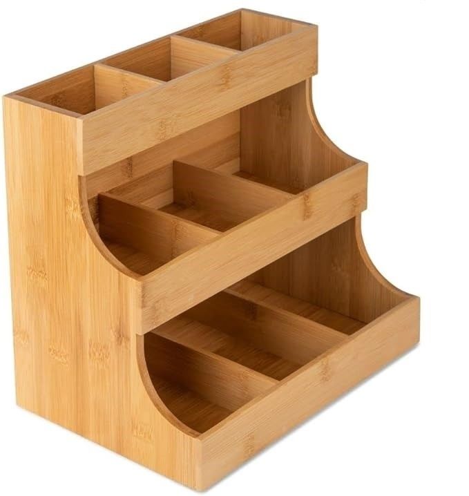 Other Gift Craft 3-Tier Bamboo Tea Bag Storage Holder Holds 180 Bags in Pine Wood Color