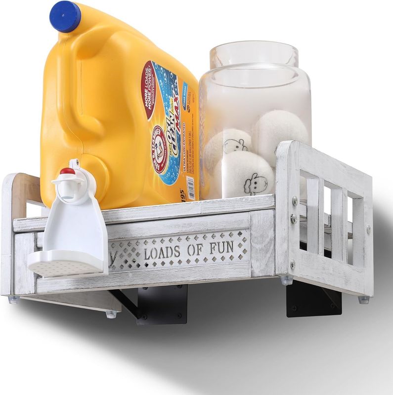 Transform Your Laundry Room with this Wall-Mounted Wooden Detergent Holder and Shelf