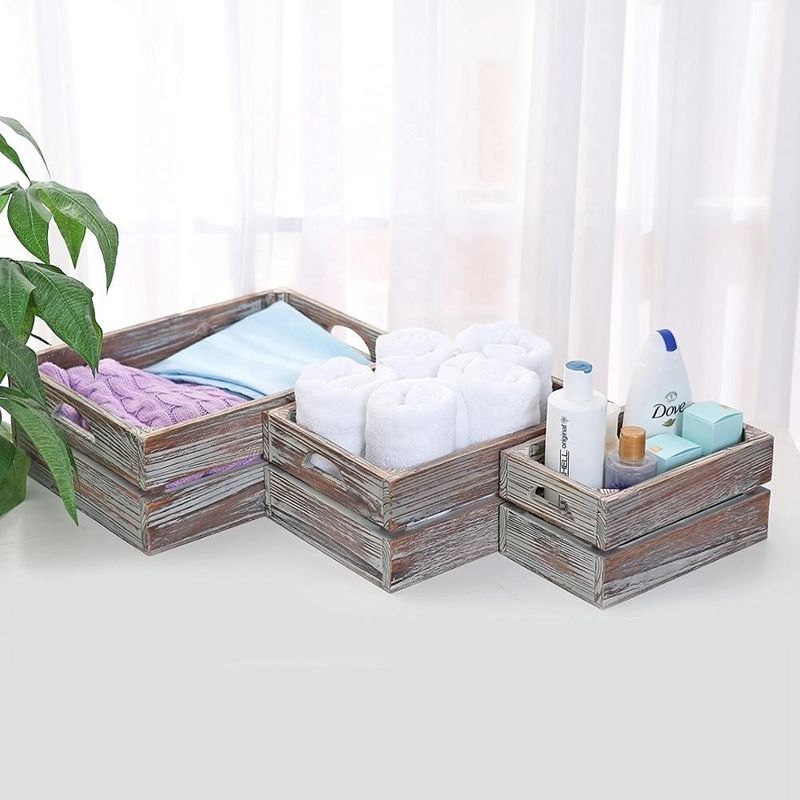Europe Regional Feature Home Deco Unfinished Solid Pine Wooden Crates 3-Pack for Wine