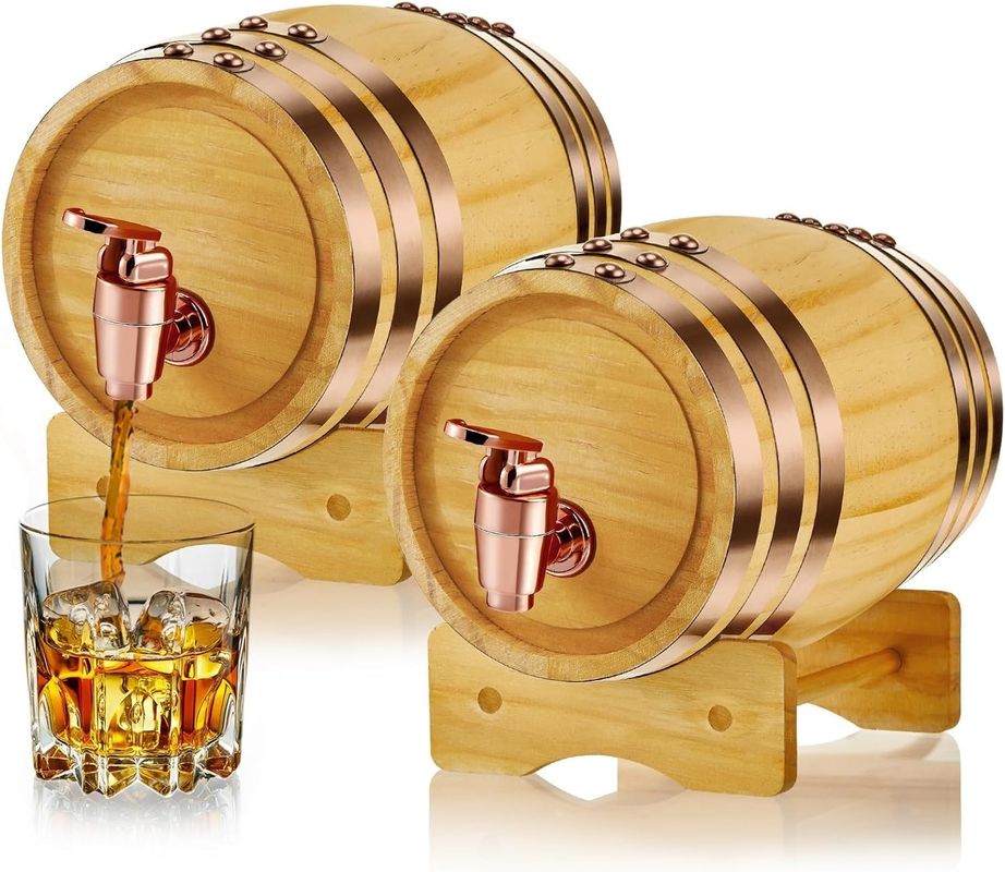 Whiskey Barrel Cocktail Dispenser for Vintage Spirits and Liquors