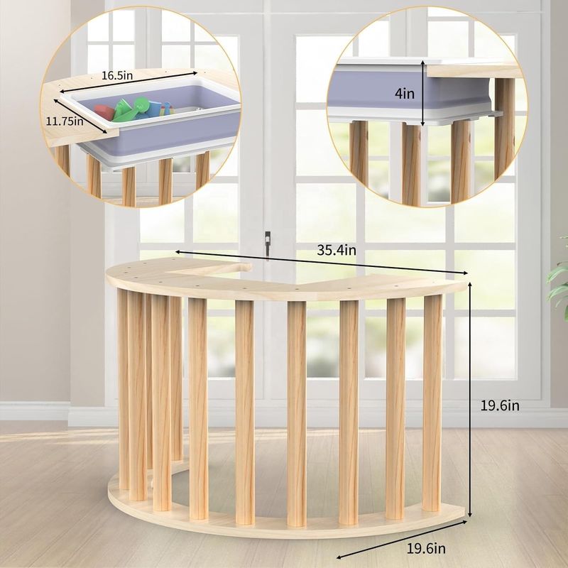 Save Space Wooden Toys Climbing Arch for Sensory Table and Storage Holders Racks
