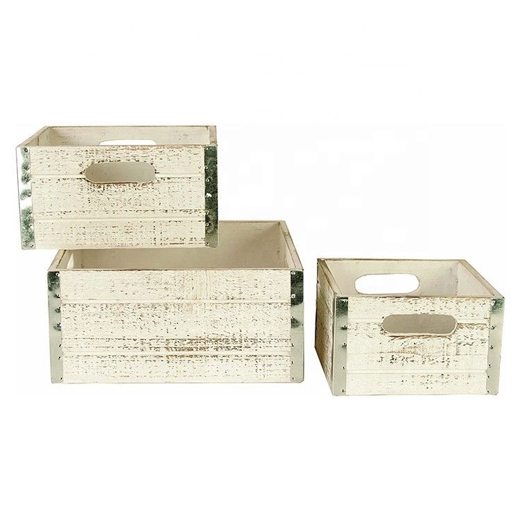 Unfinished Wooden Apple Crates for Crafts Set of 3 Customized Shape Printing Crates