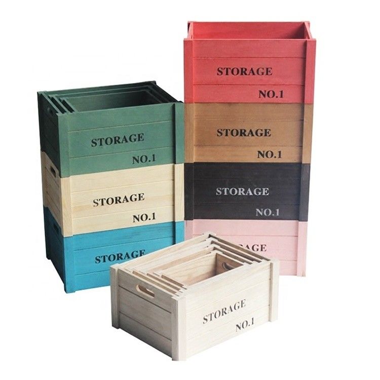 Wooden Towel Nesting Crates Rustic Small Pine Wood Crates for Rustic Home Display