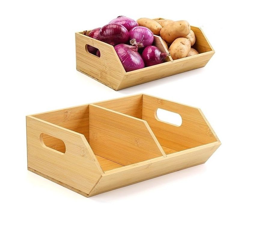 Environmental 2 Set Bamboo Storage Bins Organizers for Kitchen Countertop Organization