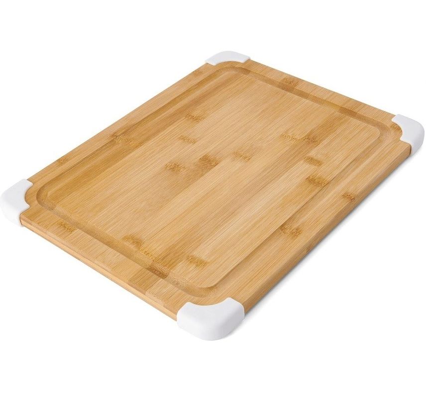 Sustainable 11X14 Inch White Nonslip Bamboo Cutting Board With Juice Groove Wood Chopping Board