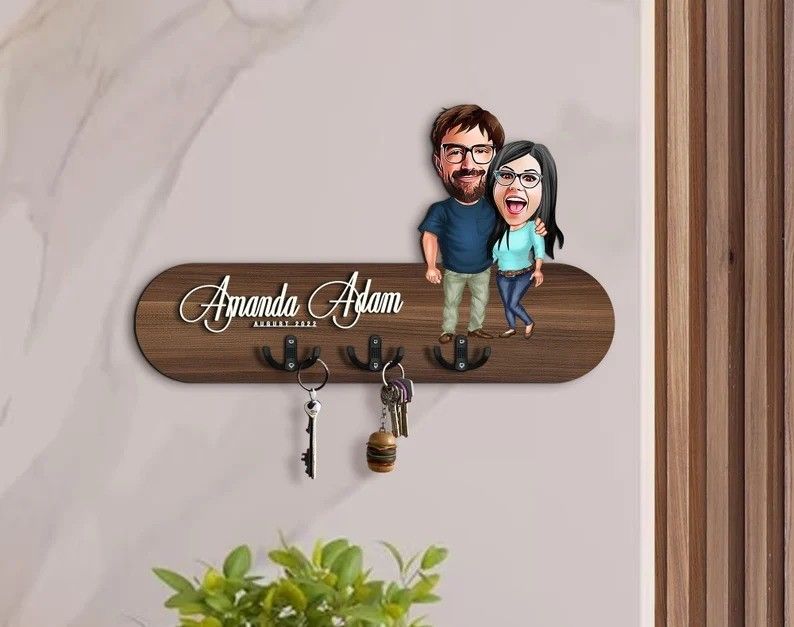 Customized Logo Wooden Key Holder Entryway Organizer for Personalized Home Storage
