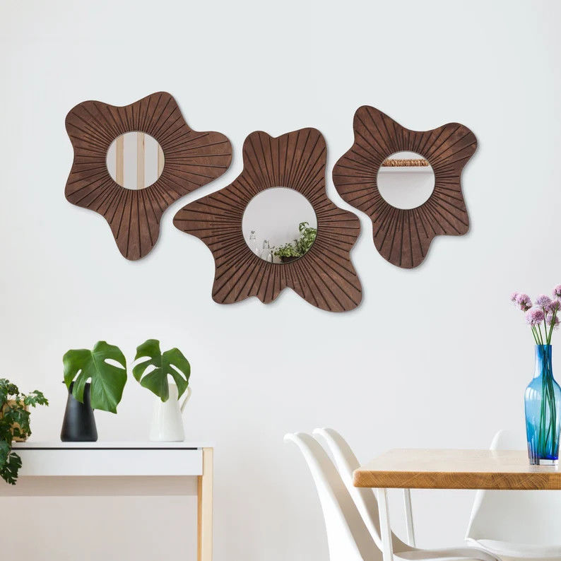Beautiful Home Decor Wall Mirror Set of 3 for Dining Room and Entryway Decoration