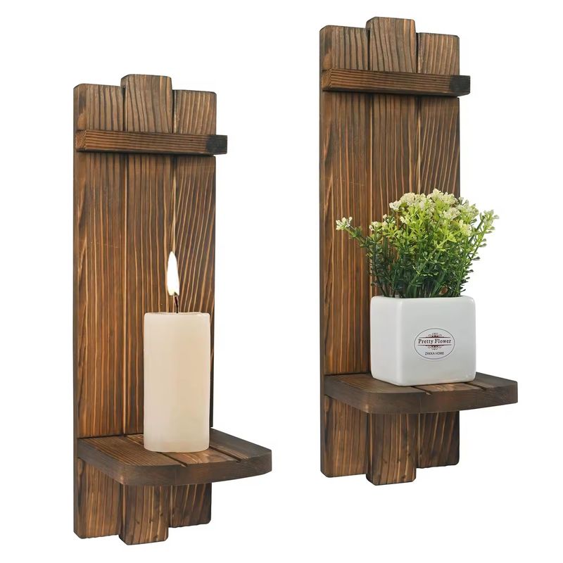 202406 Rustic Wooden Candle Holders Wall Hanging Candle Sconces for a Cozy Atmosphere