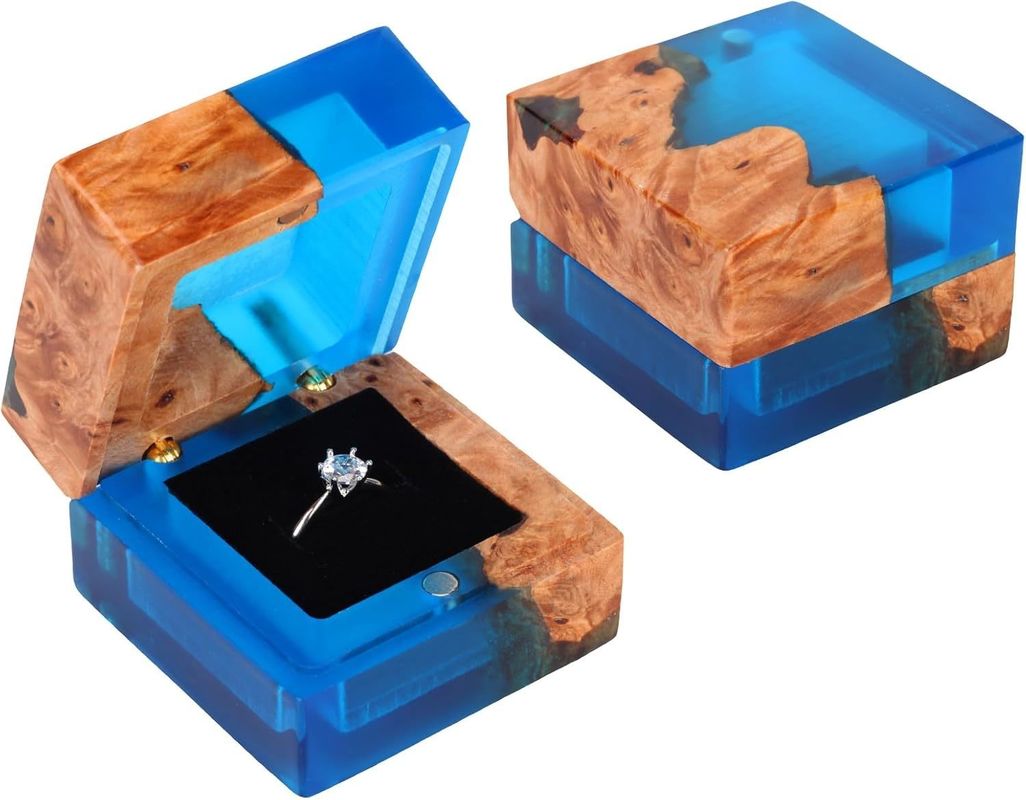 Single Slot Small Handmade Wooden Ring Box for Custom Order Elegant Vintage Jewelry Packaging