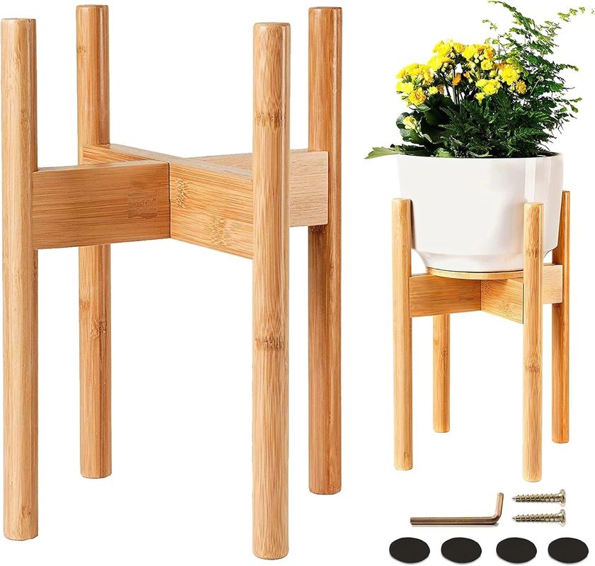 Adjustable Bamboo Wood Plant Stand Ideal for 8 10 and 12 Inches Pots and Flower Vases