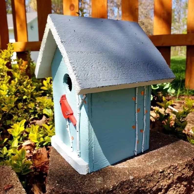 TIMBER Wooden Colored Birdhouse Handmade Hanging Mini Wooden Box for Courtyard Garden