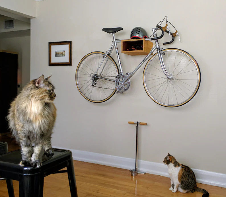 Wooden Home Appliance Bike Wall Mount Holder Plywood Bicycle Frame Rack Bike Storage