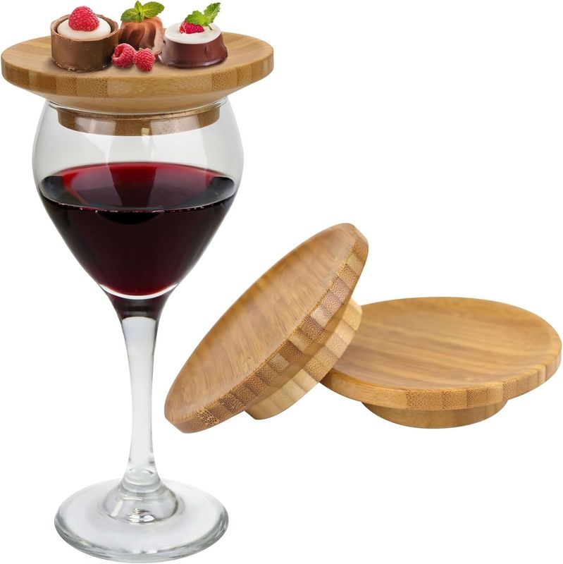 Make Your Party Stand Out Bamboo Wooden Wine Glass Topper for Wine Cup Bowl Coasters