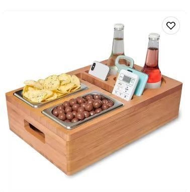 Gift Package Removeable Lid Design Cup And Drink Holder With Snack Tray For Middle Of Couch