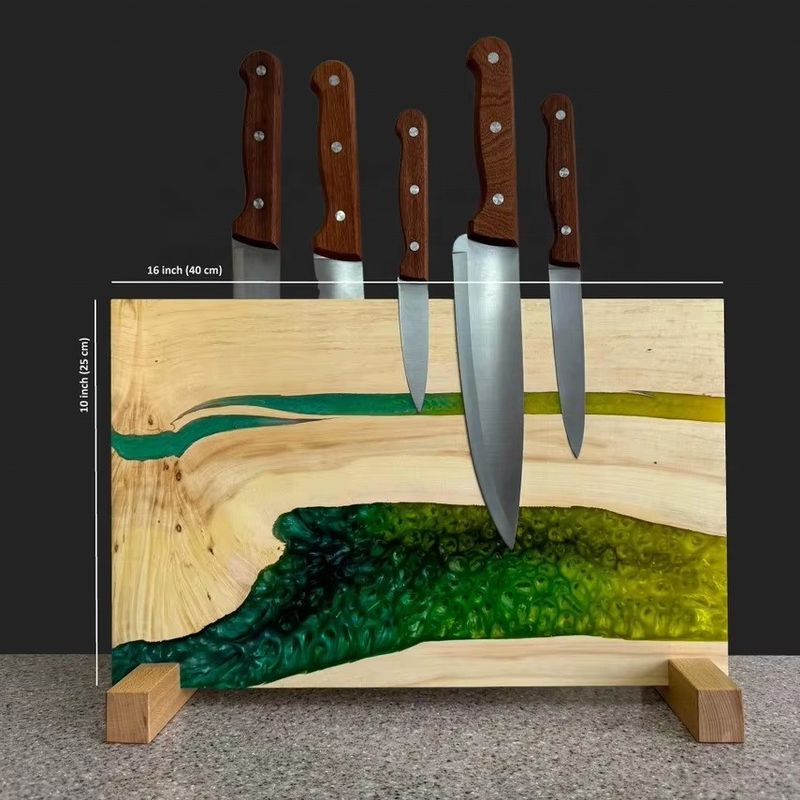 Custom Order Wooden Epoxy Resin Magnetic Knife Set Block Stand Universal Knife Holder