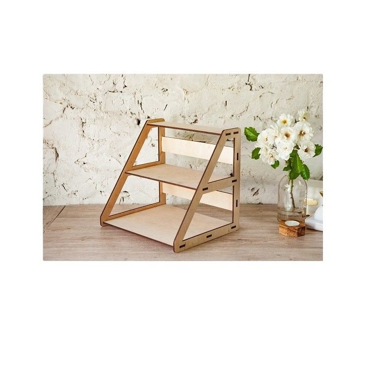 Wood 3-Tier Retail Table Display Stand With Shelves For Jewelry Free Sample Charge
