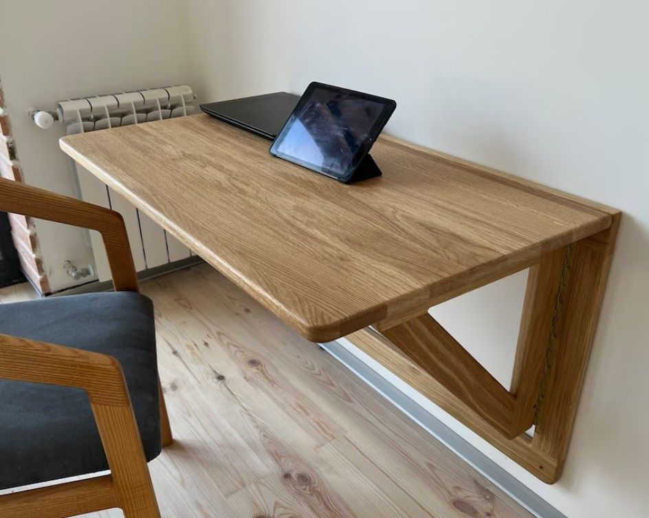 202407 Oak Wall Desk Folding Work Desk for Home Office Office Building Printing Burned