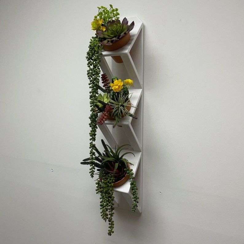 Succulent or Herb Garden Wooden Wall Planter in White with Customized Logo Acceptable