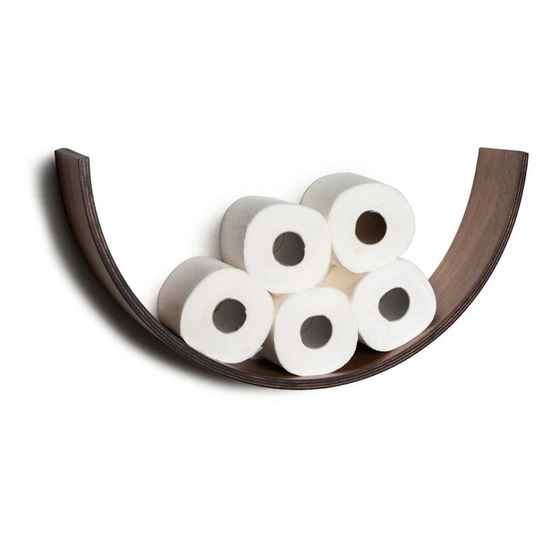 Toilet Paper Holder Wooden Shelf WC Oak Roll Storage Wall Mount Floating Rolls Burning