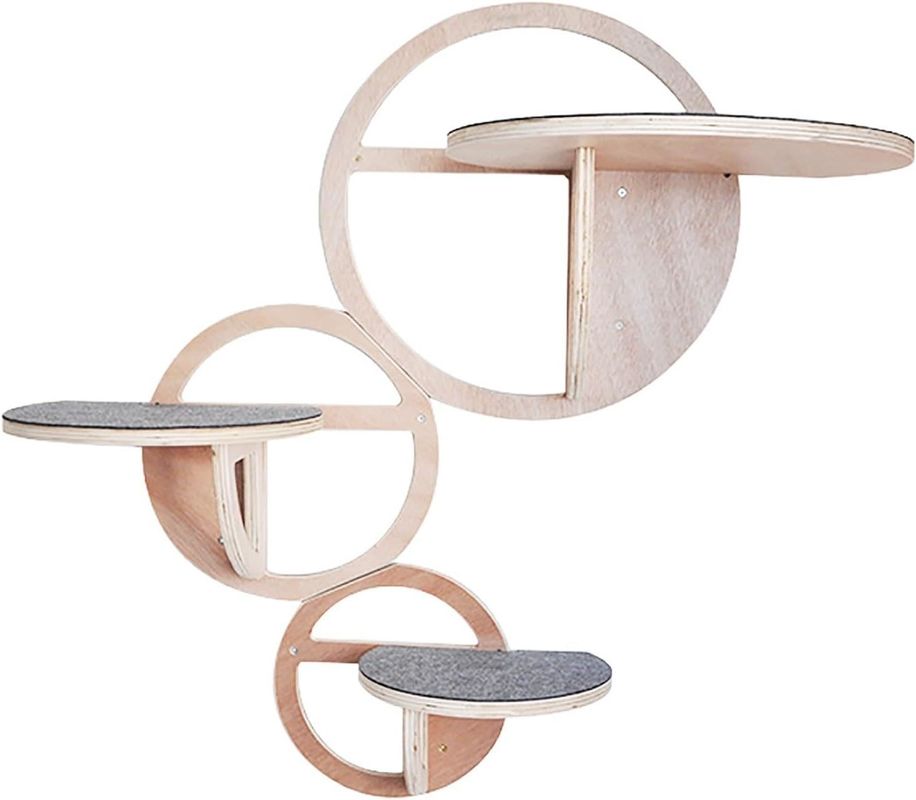 Wooden Wall Mounted Cat Shelves Set of 3 Sustainable Cat House for Cats Pine Plywood