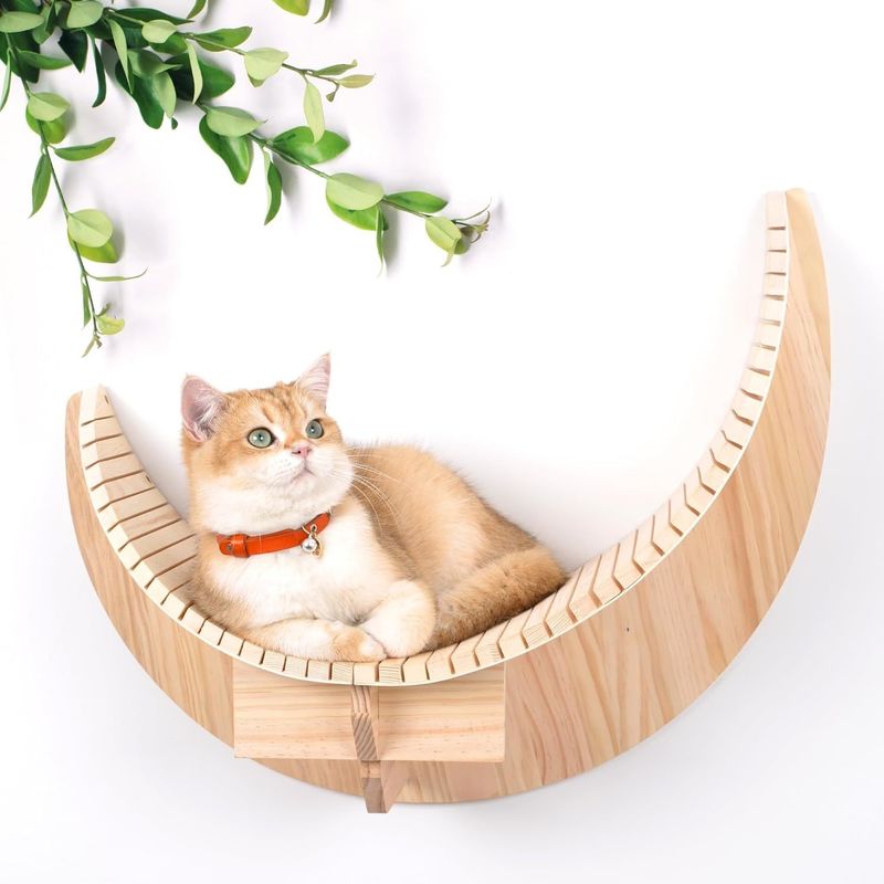 Main material Pine Wood Wooden Moon Cat Shelf and Perches Cat Wall Shelves Furniture