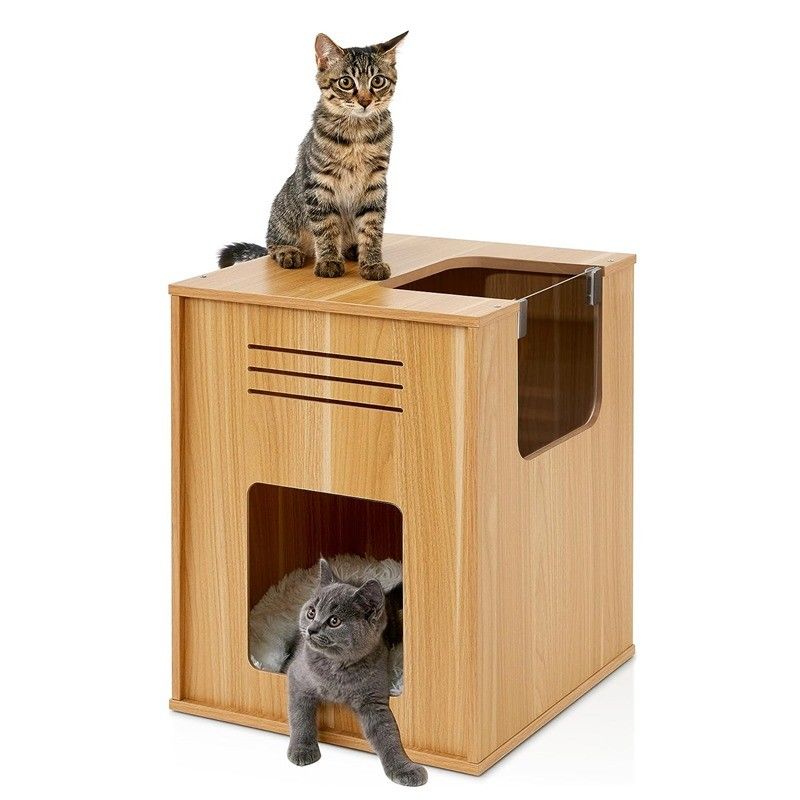 Indoor Cats Large Cat House with Scratch Pad Customized Logo Acceptable Solid Wood