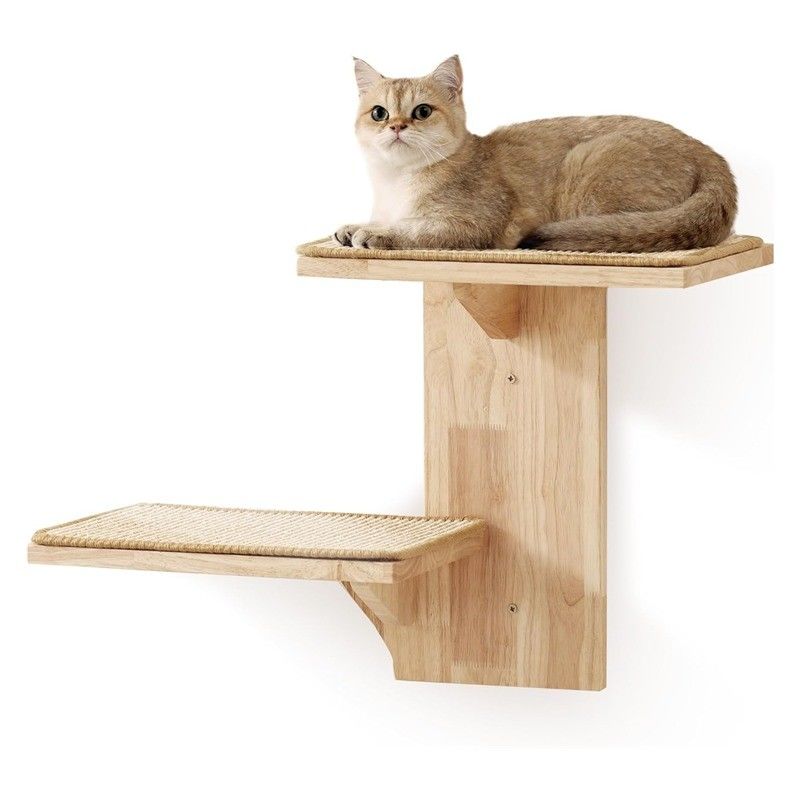Dog Training Wall Shelves 2 Platform Cat Furniture Tree Shape Floating Shelf with Sisal Mat