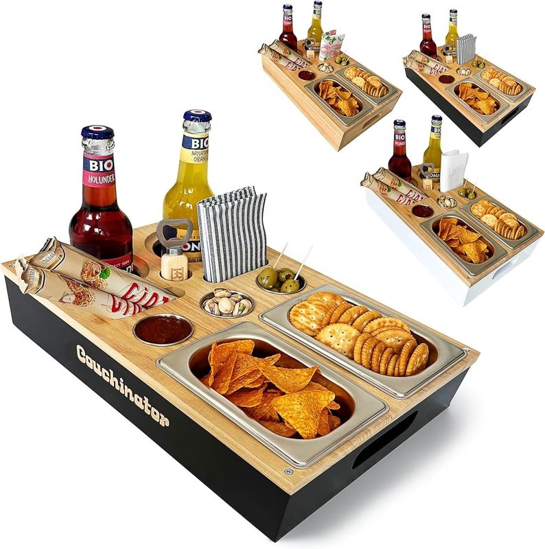 2 Snack Bowls 3 Dip Bowls 2 Coasters Bottle Opener Organiser Bottle Holder Sofa Butler Serving Tray Sofa Tray
