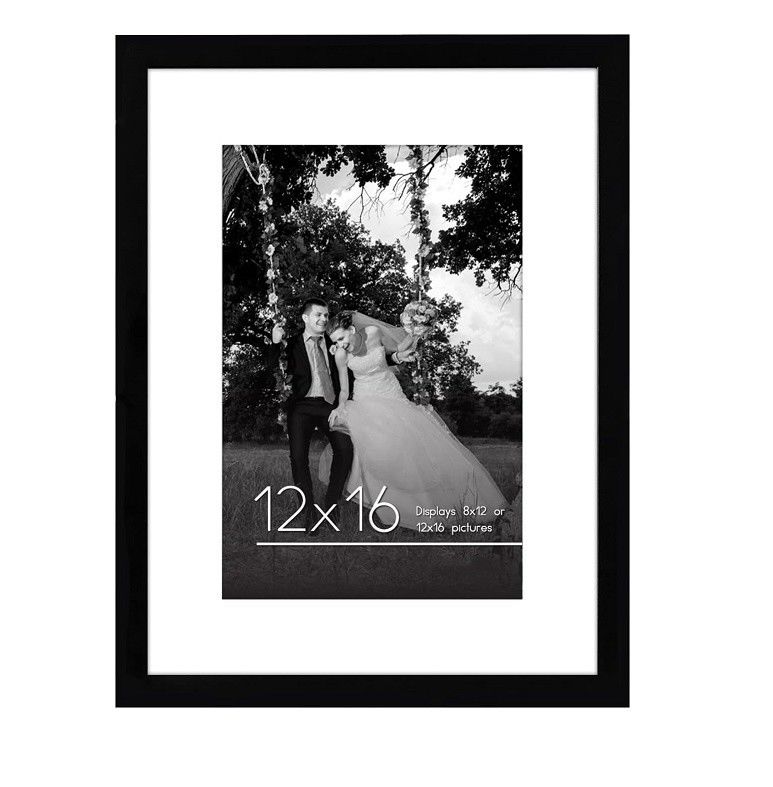 Wooden Custom Logo Size 12X16 8X12 Picture Frame With Mat and Shatter Resistant Glass