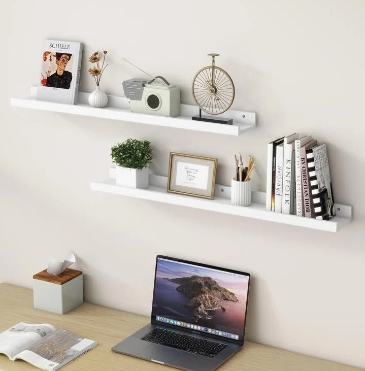 Living Room Furniture 2 Piece Solid Wood Floating Shelves for Minimalist Wall Display