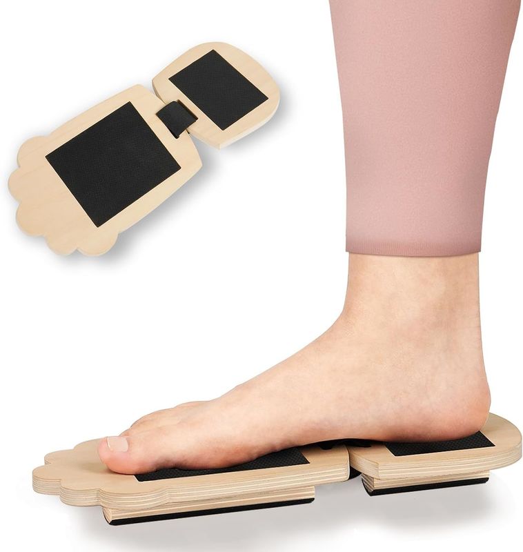Non-Slip Single Foot Balance Board in Wood Color for Ankle Strengthening and Recovery