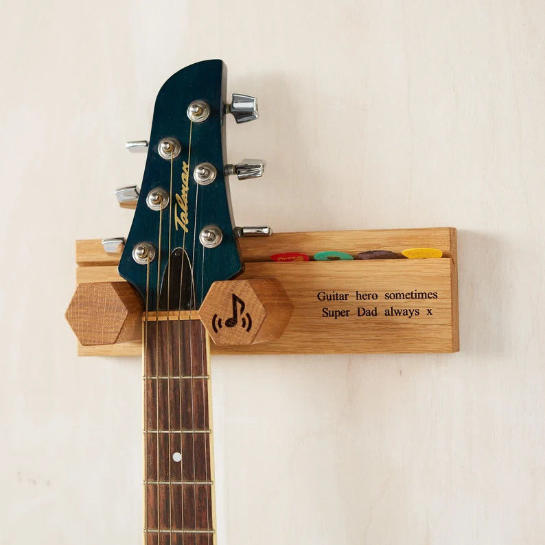 Wood Wall Mount Bracket Guitar Display Stand Personalised for Your Performance Space