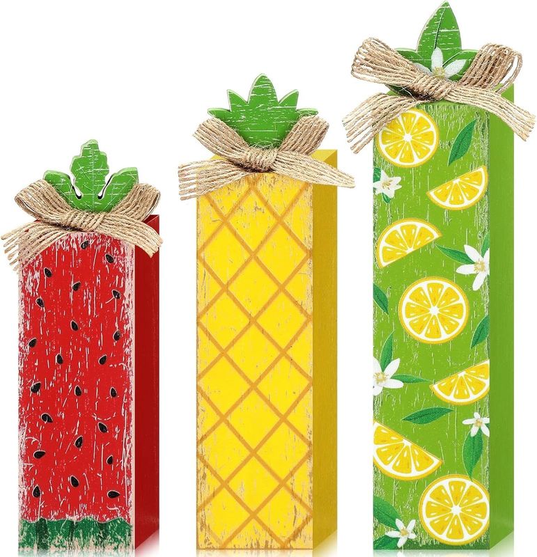 Summer Wood Table Block Sign Lemon Tiered Tray Decor Wooden Home Decor Laser Engrave