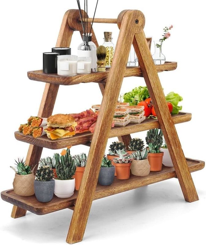 Accepeted Custom Wood 3 Tier Serving Tray Three Tiered Cupcake Stand for Gifts Stores