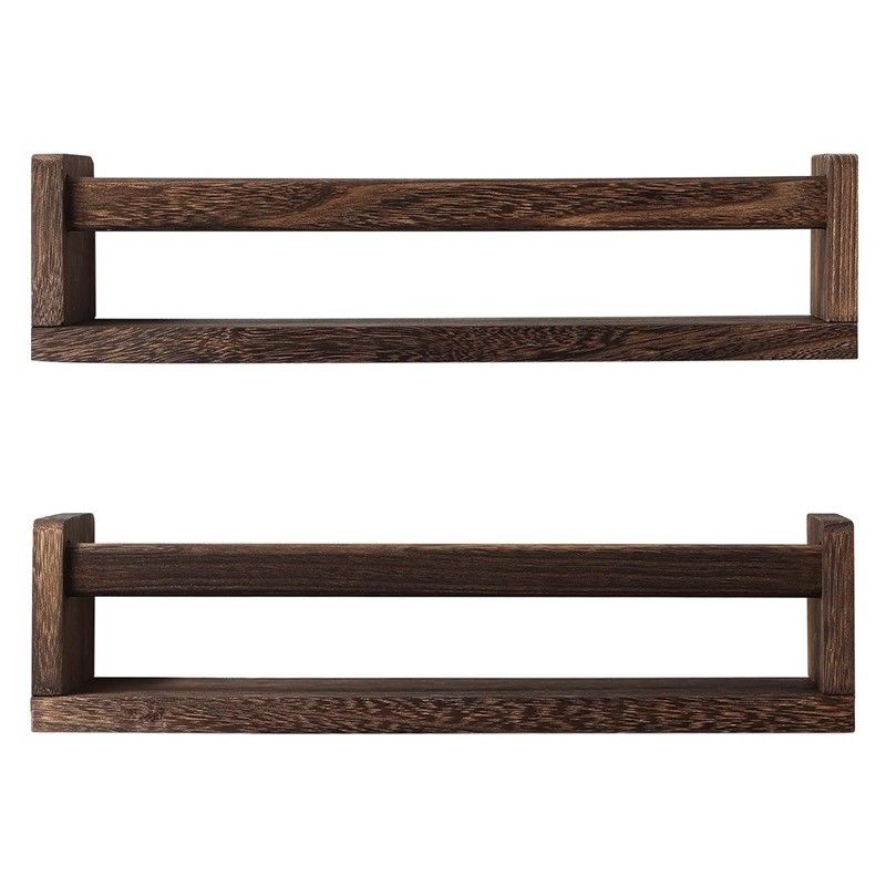 2 Wood Floating Shelves Book Storage Holders Racks for Kids Room or Kitchen Spice Rack