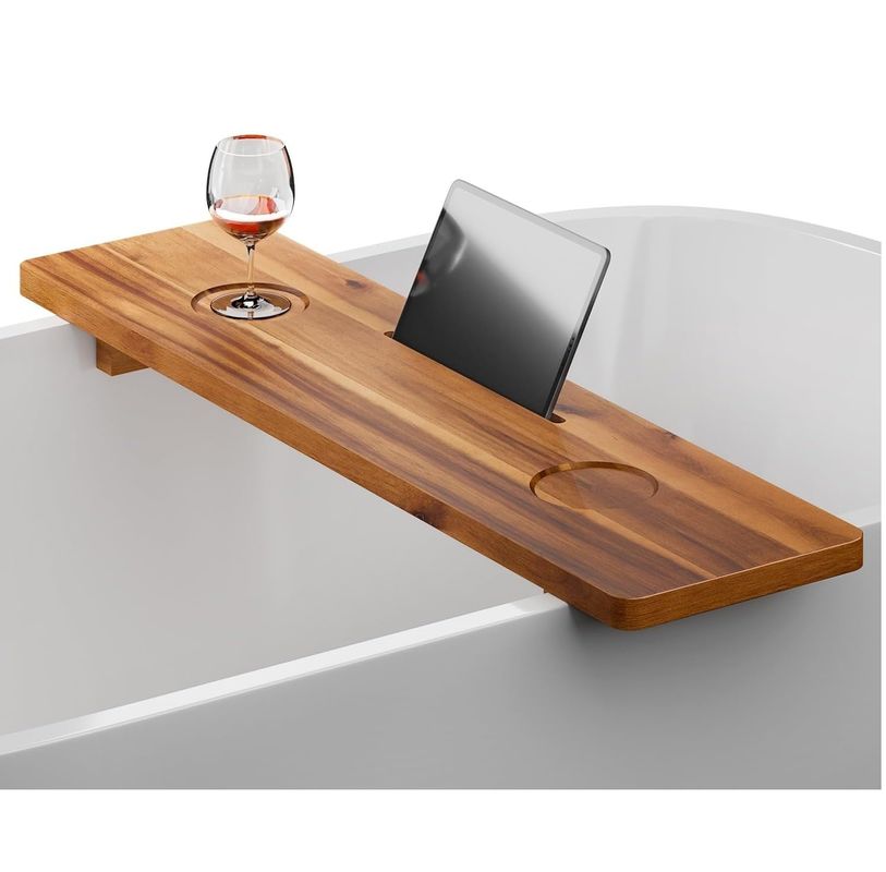 Sustainable Bathtub Caddy Tray Anti-Tipping Large Bath Tub Tray for Wooden Accessories