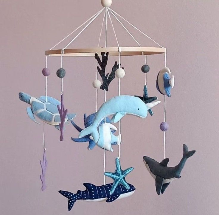 Sea Creature Baby Mobile Rotating Toy for Kids Ocean Mobile for Nursery Baby Shower Gift