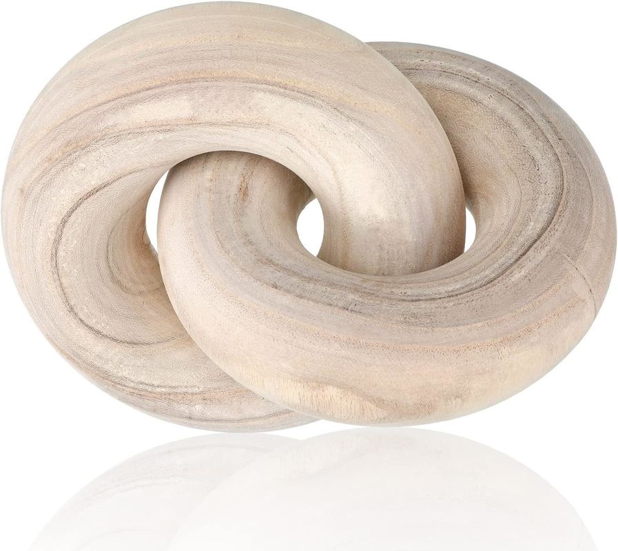 Hand Carved Wood Chain Link Decor Rustic Natural Style for Living Room Decoration