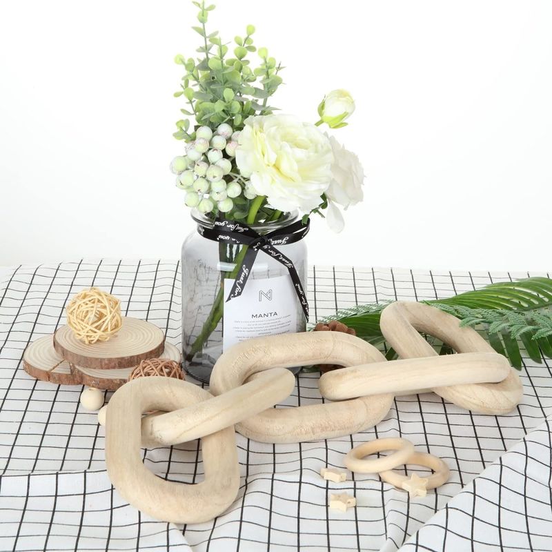 Modern Farmhouse Room Decor Decorative Wood Chain Link for Indoor and Outdoor Spaces