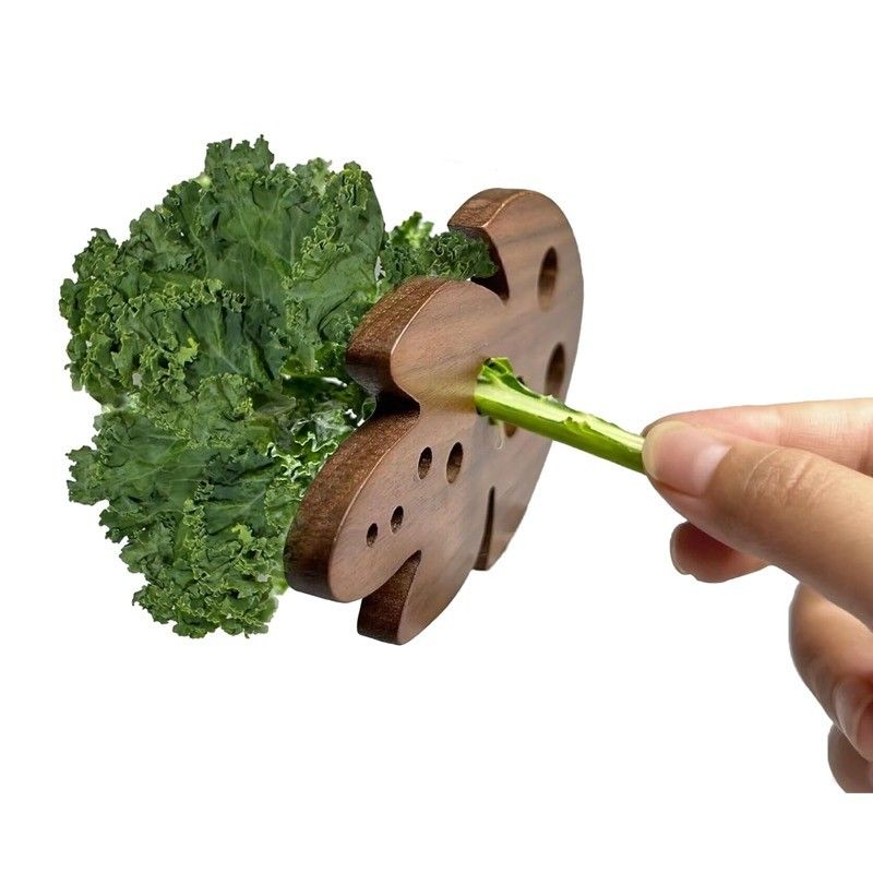 OEM/ODM Acceptable Bamboo Herb Peeler for Stripping Kale Chard Collard Greens 8 Holes